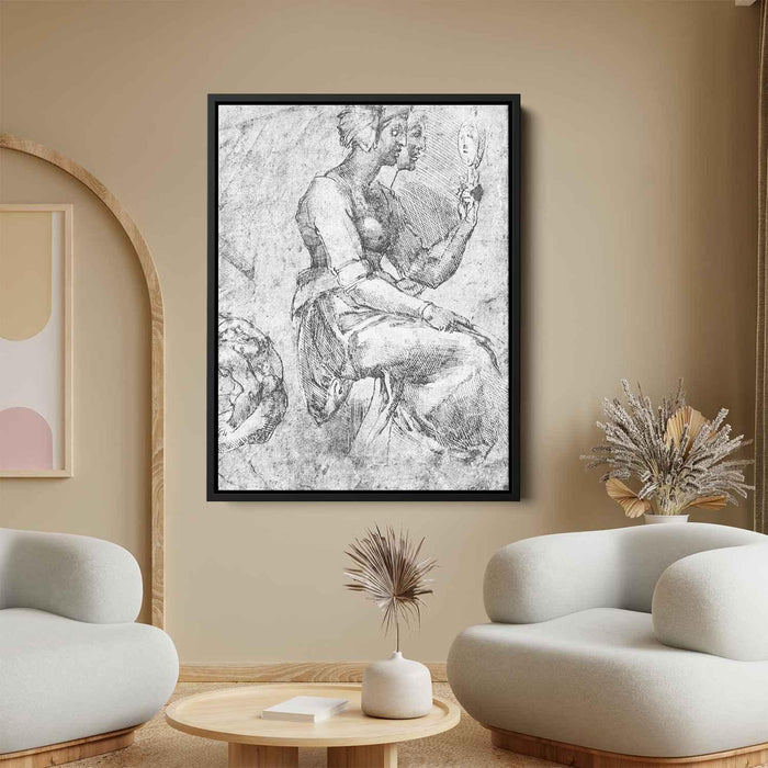 Study of a Seated Woman by Michelangelo - Canvas Artwork