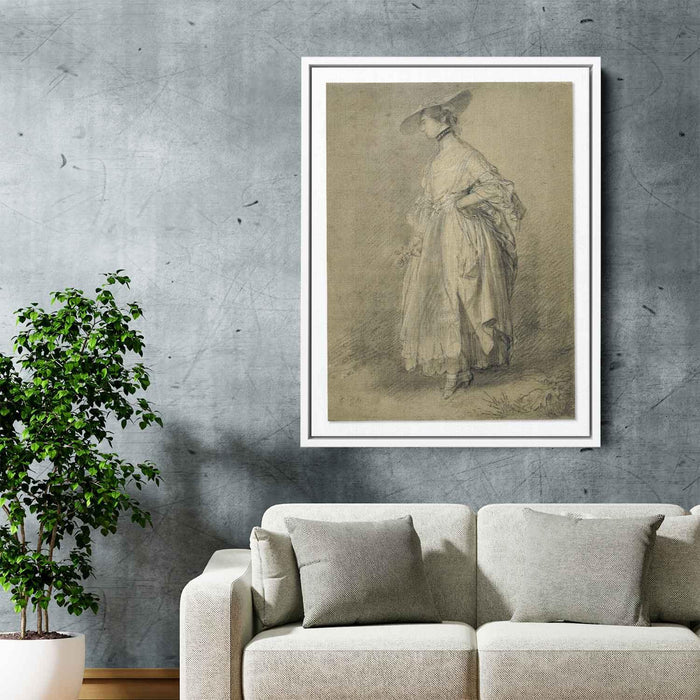 A woman with a rose by Thomas Gainsborough - Canvas Artwork