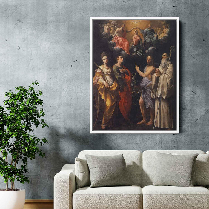 Coronation of the Virgin with St. Catherine of Alexandria, St. John the Evangelist, St. John the Baptist by Guido Reni - Canvas Artwork