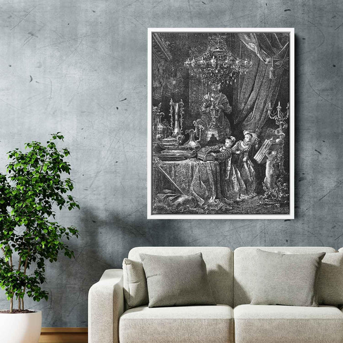 Her Friends Were Eager To See The Splendors Of Her House by Gustave Dore - Canvas Artwork