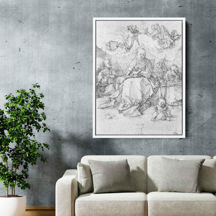 Holy Family, crowned by two angels by Albrecht Durer - Canvas Artwork