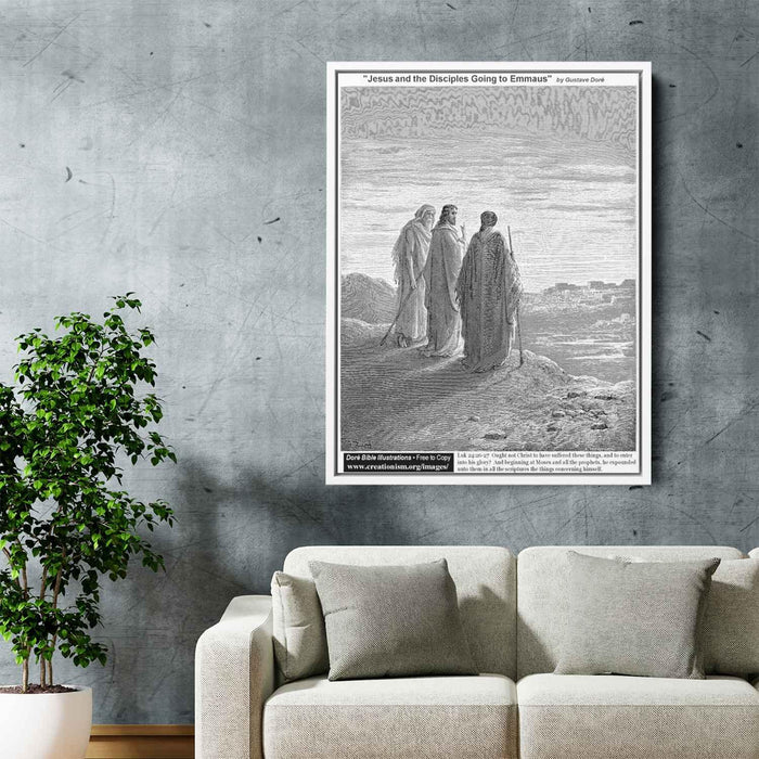 Jesus And The Disciples Going To Emmaus by Gustave Dore - Canvas Artwork