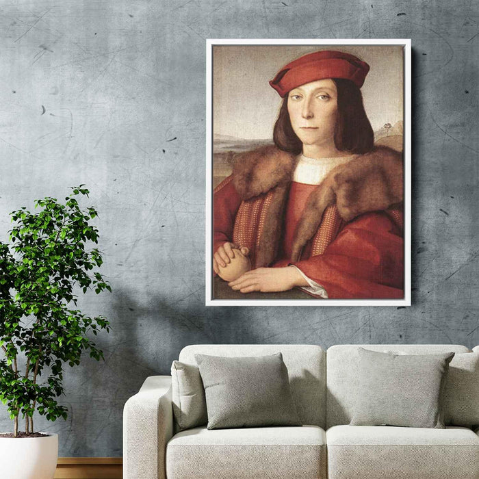 Portrait of a Man holding an Apple (1500) by Raphael - Canvas Artwork