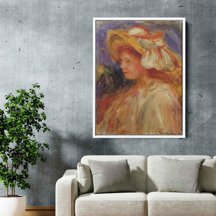 Profile of a Young Woman in a Hat by Pierre-Auguste Renoir - Canvas Artwork