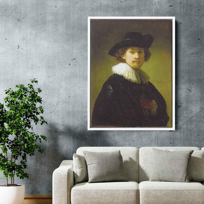Self-portrait with hat (1632) by Rembrandt - Canvas Artwork