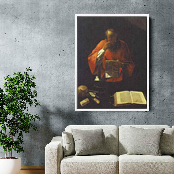 St.Jerome reading (1638) by Georges de la Tour - Canvas Artwork
