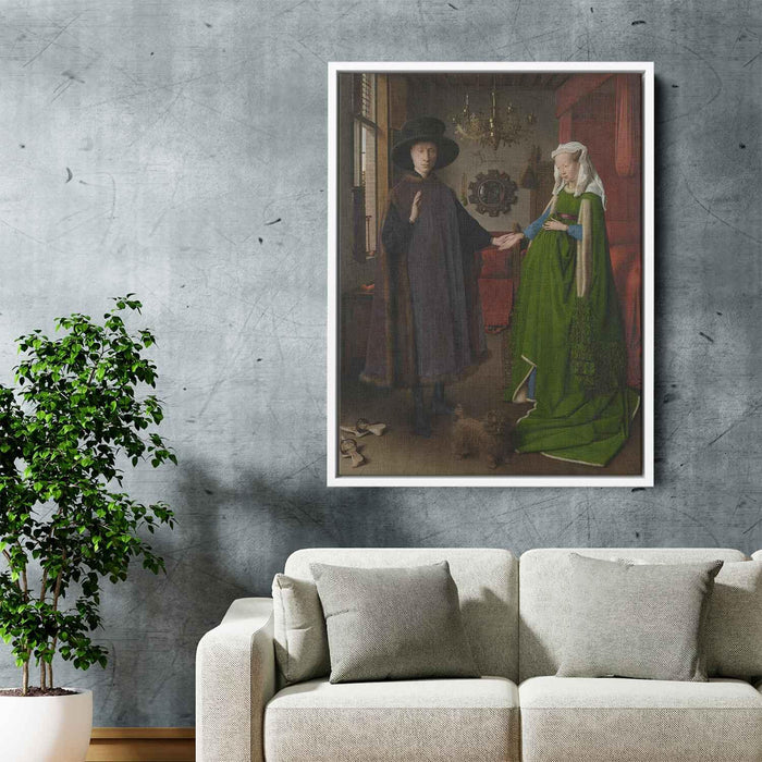 The Arnolfini Wedding. Portrait of Giovanni Arnolfini and his Wife Giovanna Cenami (The Arnolfini Marriage) (1434) by Jan van Eyck - Canvas Artwork