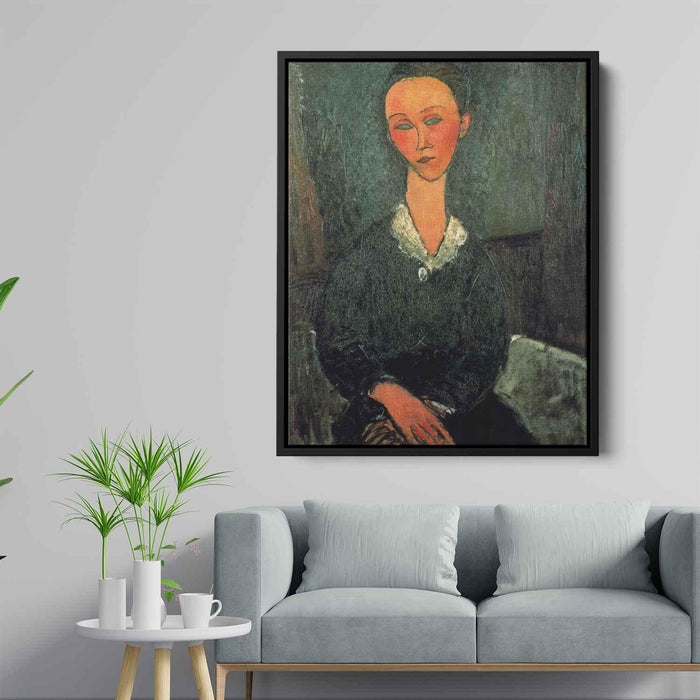 A woman with white collar (1916) by Amedeo Modigliani - Canvas Artwork