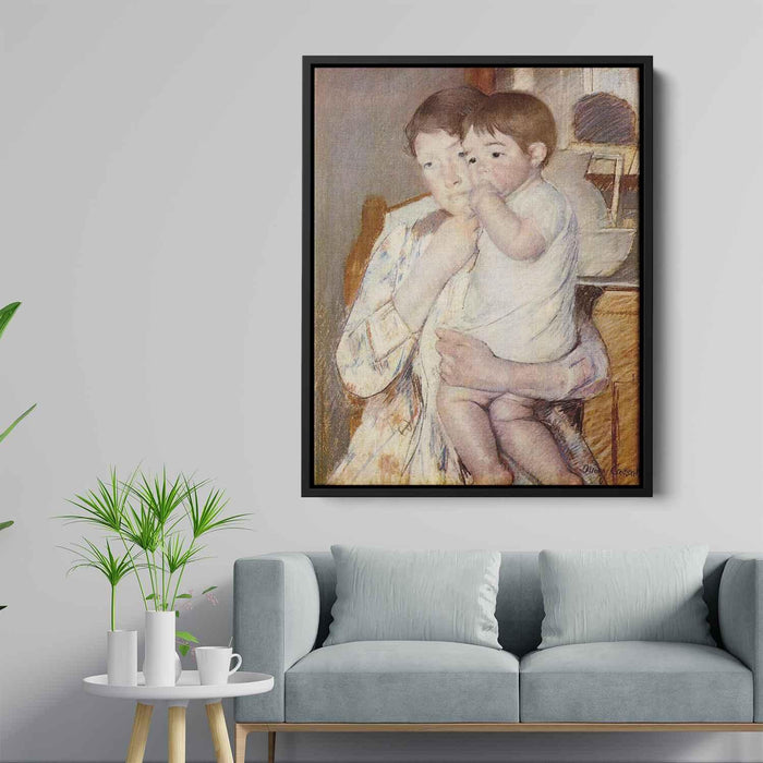 Baby in His Mother`s arms, sucking his finger by Mary Cassatt - Canvas Artwork