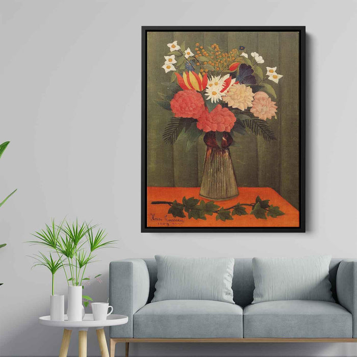 Bouquet of Flowers with an Ivy Branch (1909) by Henri Rousseau - Canvas Artwork