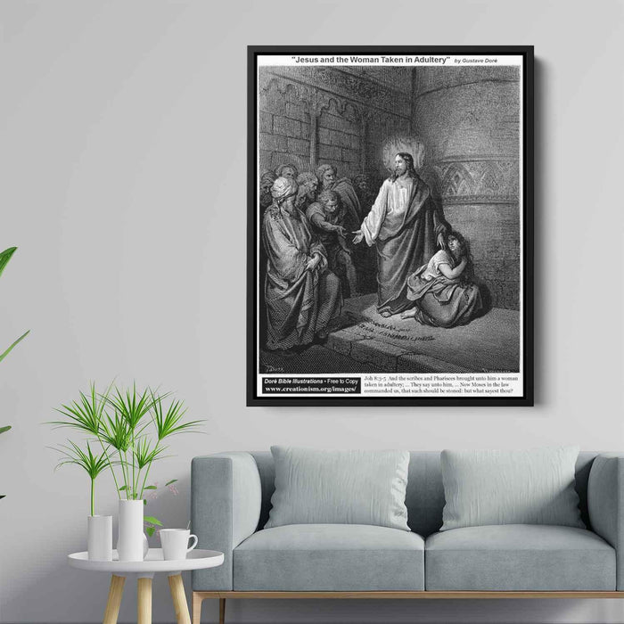 Jesus And The Woman Taken In Adultery by Gustave Dore - Canvas Artwork