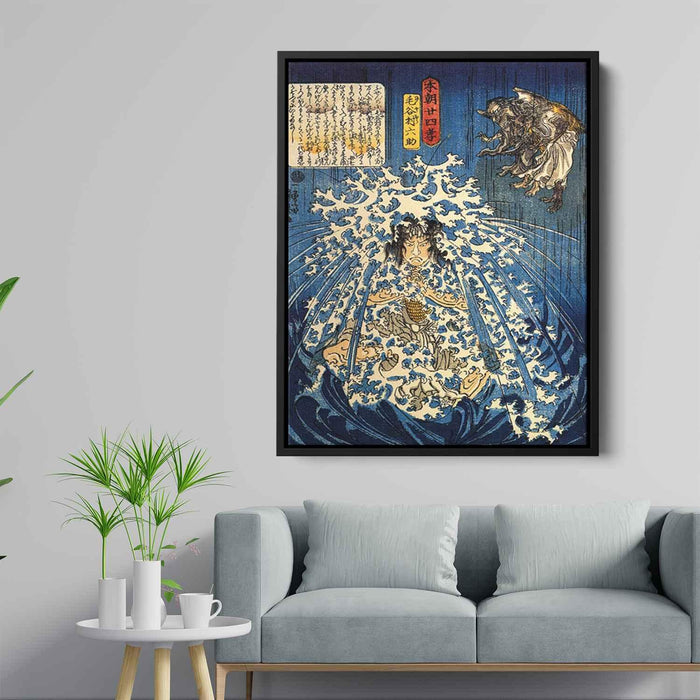 Keyamura Rokusuke under the Hikosan Gongen waterfall by Utagawa Kuniyoshi - Canvas Artwork