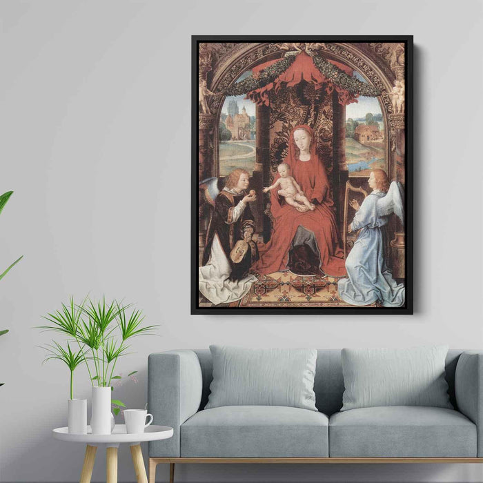 Madonna and Child Enthroned with Two Angels (1480) by Hans Memling - Canvas Artwork