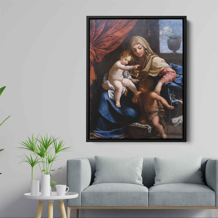 Madonna with Child and St. John the Baptist (1606) by Guido Reni - Canvas Artwork