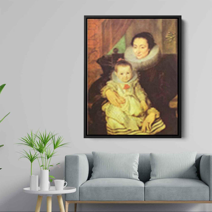 Marie Clarisse, Wife of Jan Woverius, with Their Child by Anthony van Dyck - Canvas Artwork