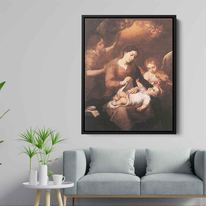 Mary and Child with Angels Playing Music (1675) by Bartolome Esteban Murillo - Canvas Artwork