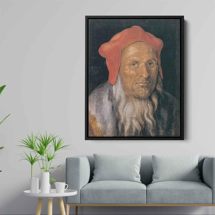 Portrait of a Bearded Man in a Red Hat (1520) by Albrecht Durer - Canvas Artwork