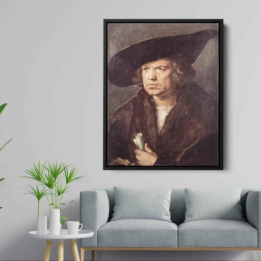 Portrait of a Man with Baret and Scroll (1521) by Albrecht Durer - Canvas Artwork