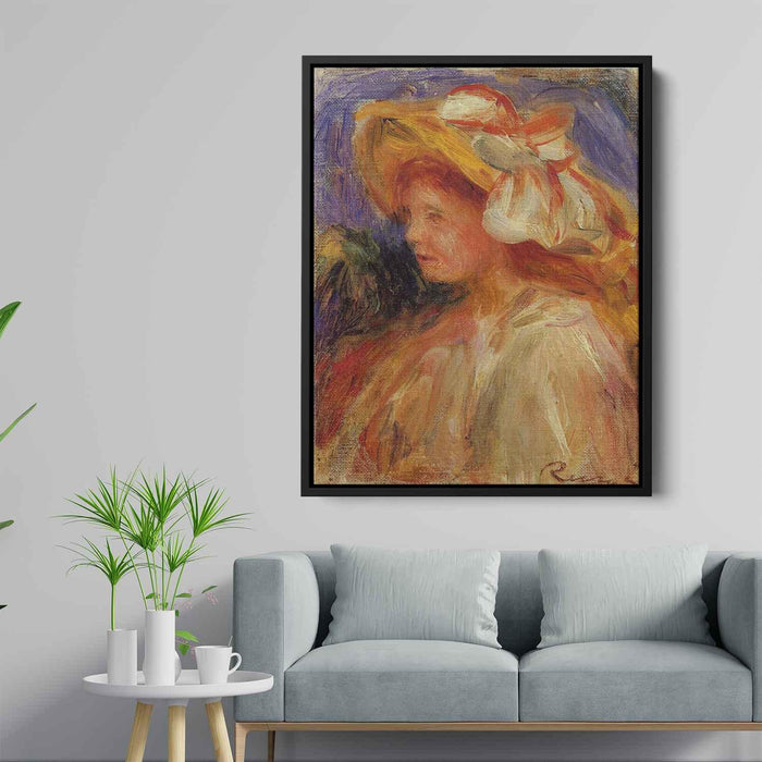 Profile of a Young Woman in a Hat by Pierre-Auguste Renoir - Canvas Artwork