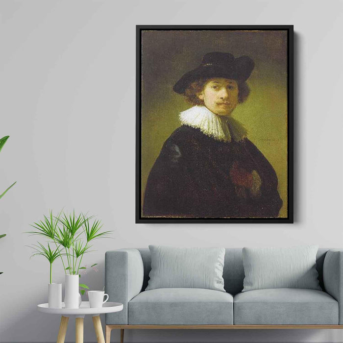 Self-portrait with hat (1632) by Rembrandt - Canvas Artwork