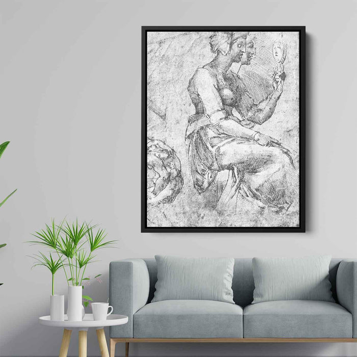 Study of a Seated Woman by Michelangelo - Canvas Artwork