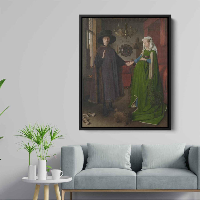 The Arnolfini Wedding. Portrait of Giovanni Arnolfini and his Wife Giovanna Cenami (The Arnolfini Marriage) (1434) by Jan van Eyck - Canvas Artwork