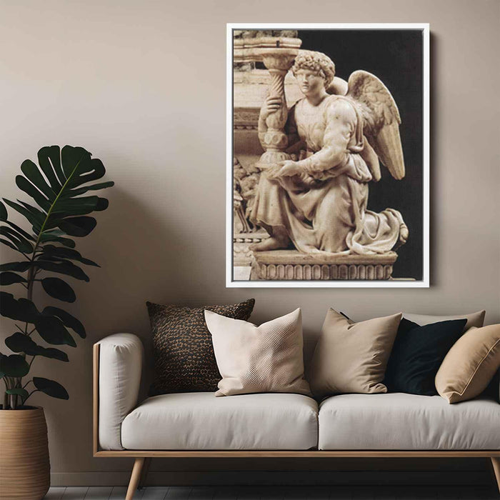 Angel with Candlestick (1495) by Michelangelo - Canvas Artwork