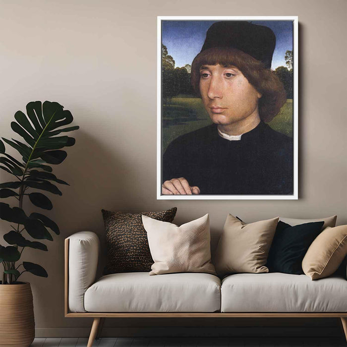 Portrait of a Young Man before a Landscape (1480) by Hans Memling - Canvas Artwork