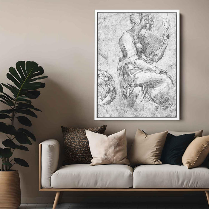 Study of a Seated Woman by Michelangelo - Canvas Artwork