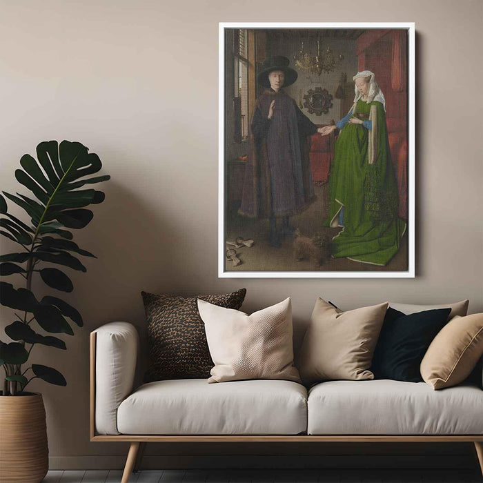 The Arnolfini Wedding. Portrait of Giovanni Arnolfini and his Wife Giovanna Cenami (The Arnolfini Marriage) (1434) by Jan van Eyck - Canvas Artwork