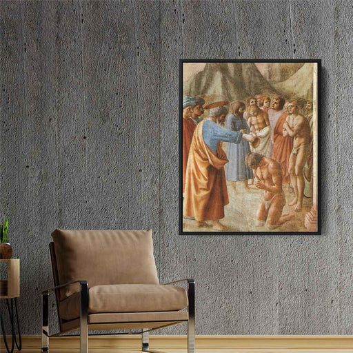 Baptism of the Neophytes (1427) by Masaccio - Canvas Artwork