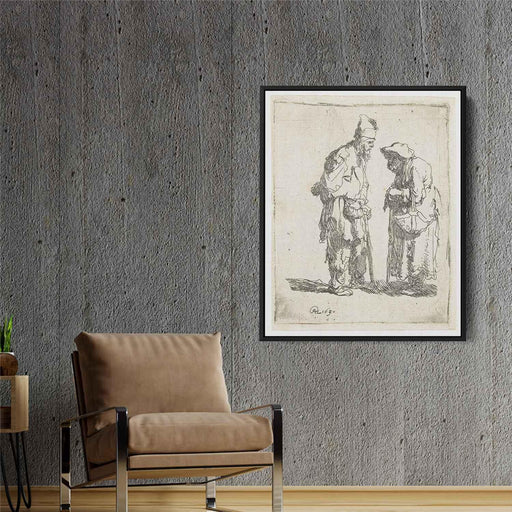 Beggar man and beggar woman conversing (1630) by Rembrandt - Canvas Artwork