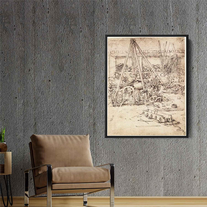 Cannon foundry (1487) by Leonardo da Vinci - Canvas Artwork