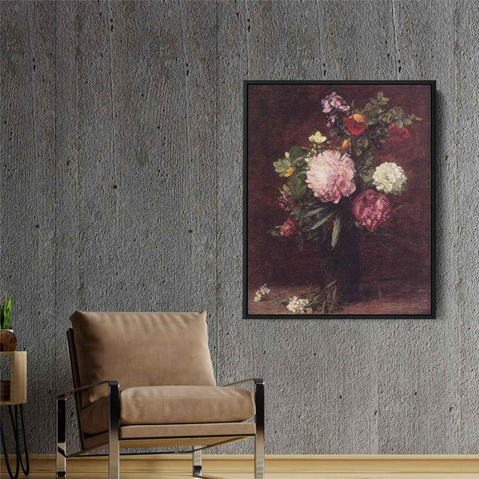 Flowers Large Bouquet with Three Peonies (1879) by Henri Fantin-Latour - Canvas Artwork