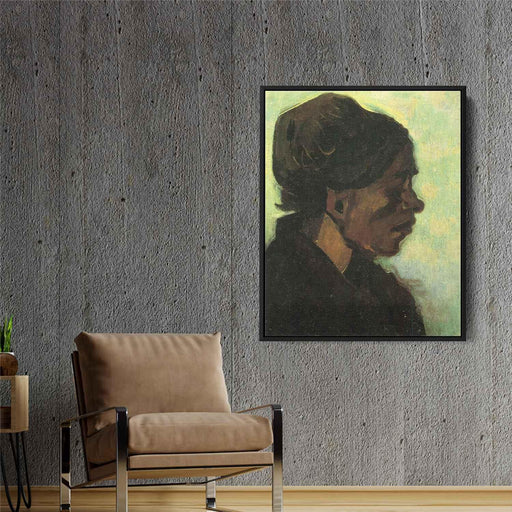 Head of a Brabant Peasant Woman with Dark Cap (1885) by Vincent van Gogh - Canvas Artwork