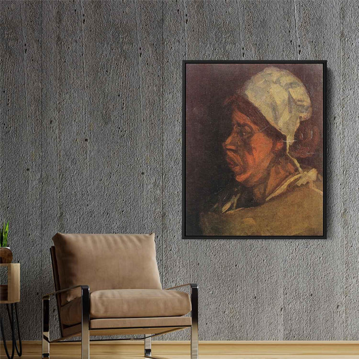 Head of a Peasant Woman with White Cap (1885) by Vincent van Gogh - Canvas Artwork