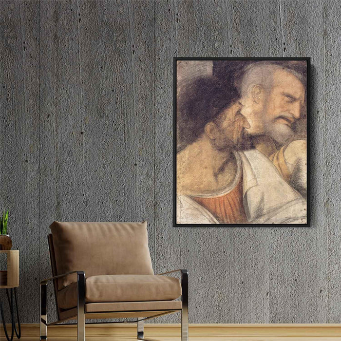 Heads of Judas and Peter by Leonardo da Vinci - Canvas Artwork