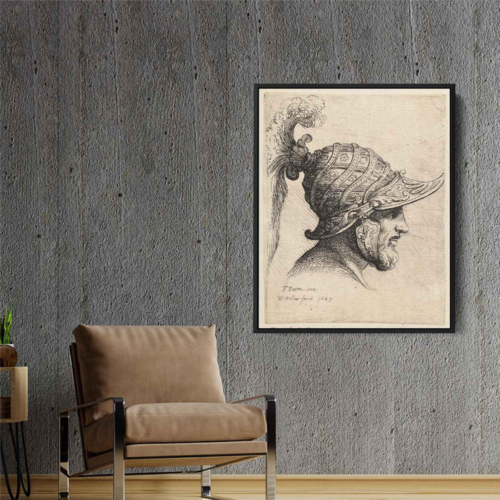 Helmet crossed with curved strips and rosettes by Parmigianino - Canvas Artwork