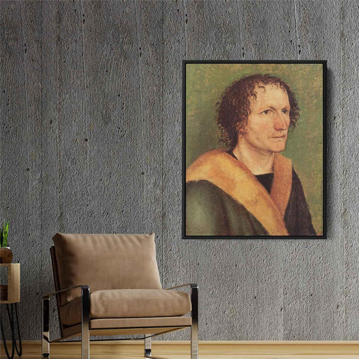 Male portrait before green base (1497) by Albrecht Durer - Canvas Artwork