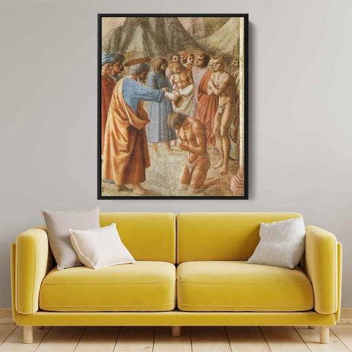 Baptism of the Neophytes (1427) by Masaccio - Canvas Artwork