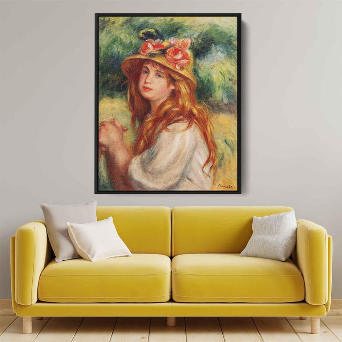 Blond in a Straw Hat(Seated Girl) by Pierre-Auguste Renoir - Canvas Artwork