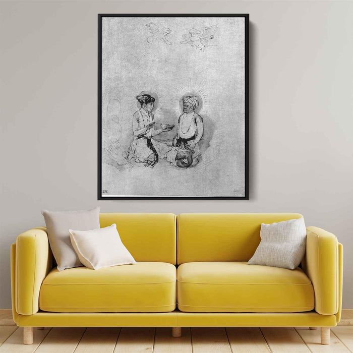Emperor Akbar and his son, the future Eperor Djahângir by Rembrandt - Canvas Artwork