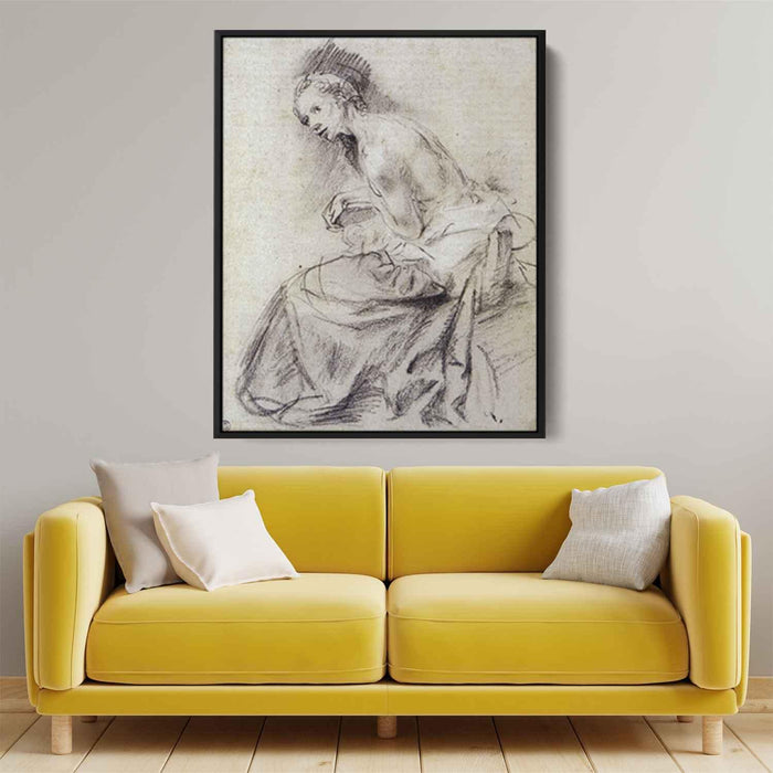 Female nude seated, Suzanne by Rembrandt - Canvas Artwork