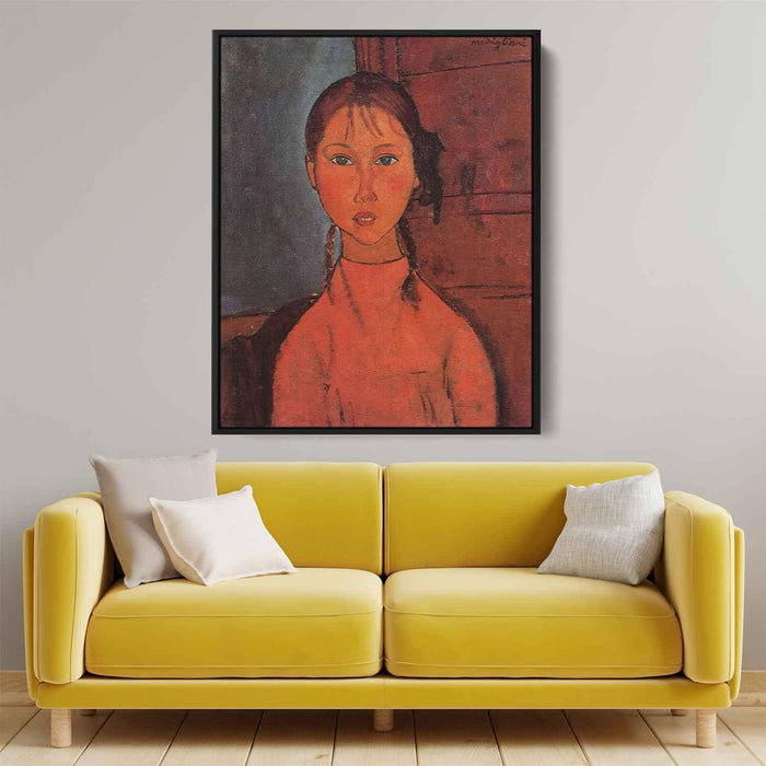 Girl with Pigtails (1918) by Amedeo Modigliani - Canvas Artwork