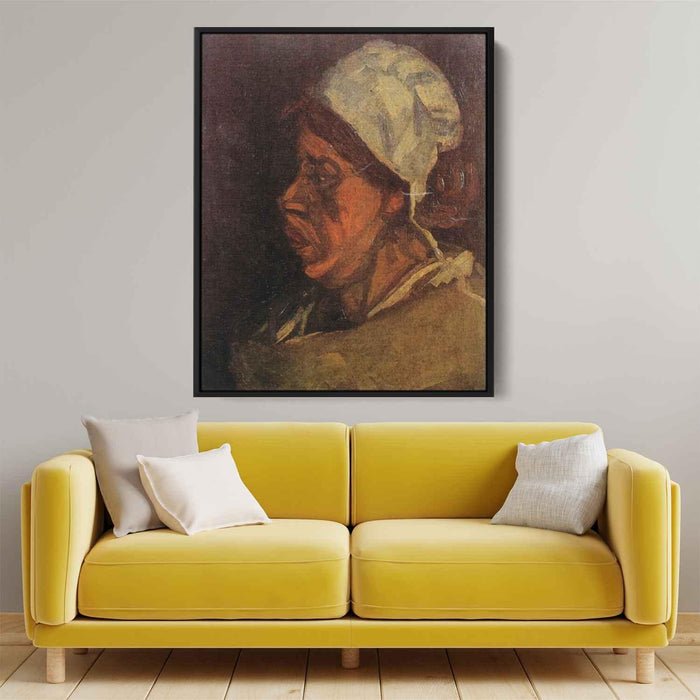 Head of a Peasant Woman with White Cap (1885) by Vincent van Gogh - Canvas Artwork