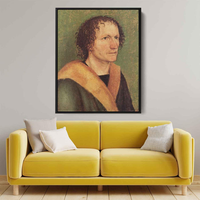 Male portrait before green base (1497) by Albrecht Durer - Canvas Artwork