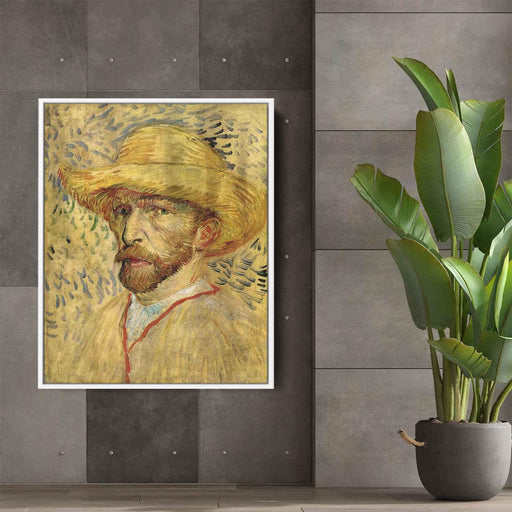 Self-Portrait with Straw Hat (1887) by Vincent van Gogh - Canvas Artwork