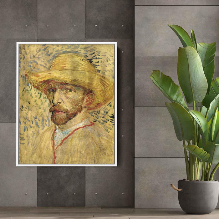 Self-Portrait with Straw Hat (1887) by Vincent van Gogh - Canvas Artwork