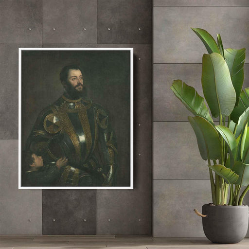 Portrait of Alfonso d`Avalos , in Armor with a Page by Titian - Canvas Artwork