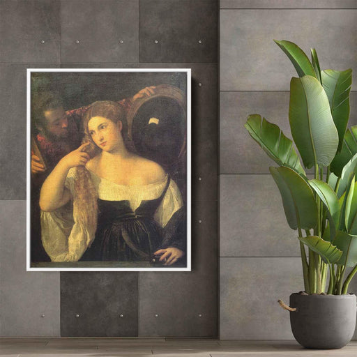 Woman with a Mirror (1515) by Titian - Canvas Artwork